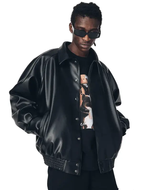 Mens Raglan Sleeve Oversized Leather Jacket Mens Raglan Sleeve Oversized Leather Jacket