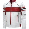 Mens Red & White Cafe Racer Jacket