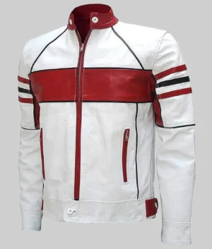 Men’s Red & White Cafe Racer Jacket