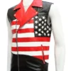 Mens American Flag Motorcycle Leather Vest