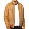 Casual Tan Brown Bomber Jacket