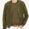 Slim-fit Suede Bomber Jacket Mens