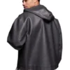 Mens Hooded Oversized Leather Jacket