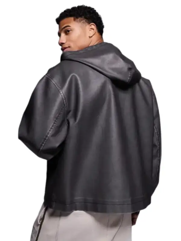 Mens Hooded Oversized Leather Jacket Mens Hooded Oversized Leather Jacket