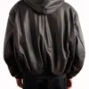 Oversized Padded Leather Hooded Bomber Jacket
