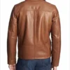 Mens Shirt Collar Brown Leather Jacket