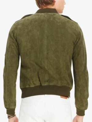 Slim-fit Suede Bomber Jacket Mens