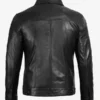 Mens Four Pockets Black Leather Trucker Jacket