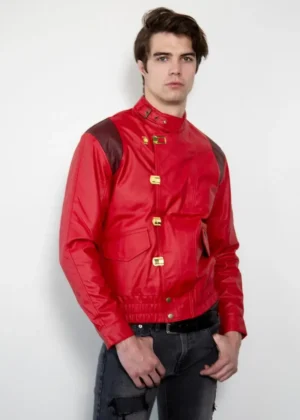 Mens Akira Kaneda Red Leather Motorcycle Jacket