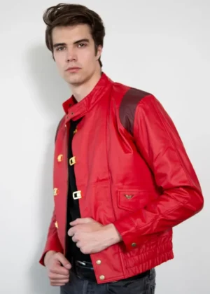 Mens Akira Kaneda Red Leather Motorcycle Jacket