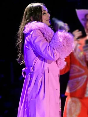 Nashville Big Bash Elle King Pink Leather Shearling Coat
