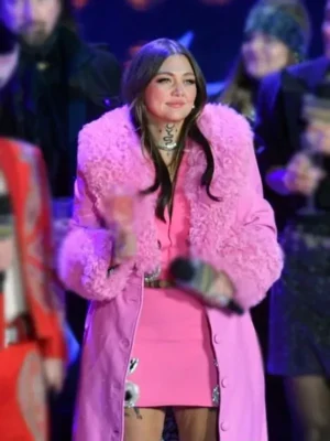 Nashville Big Bash Elle King Pink Leather Shearling Coat