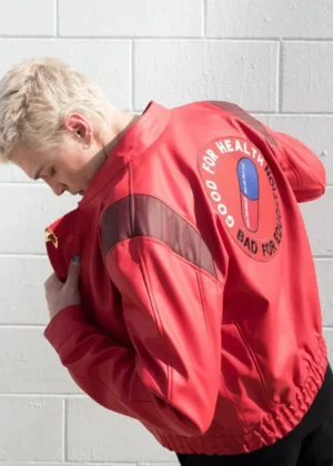 Mens Akira Kaneda Red Leather Motorcycle Jacket