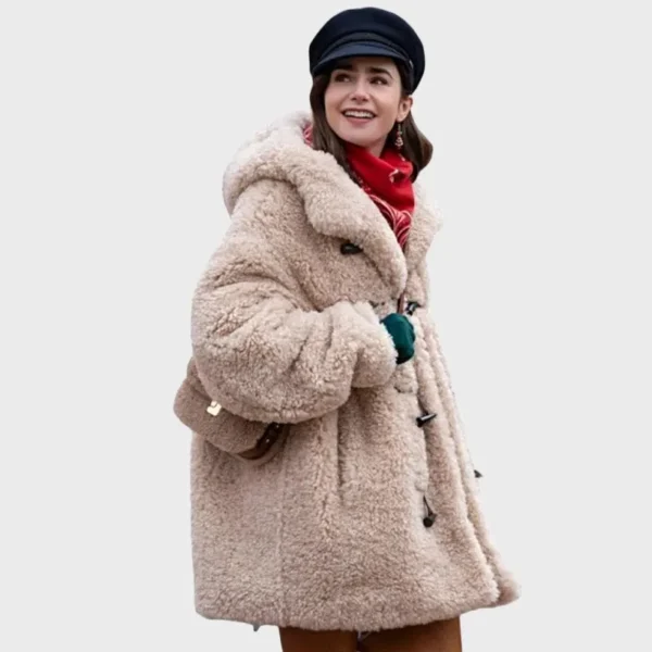 Lily Collins Emily In Paris S04 Shearling Coat