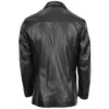 Mens Three Button Black Leather Blazer