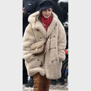 Lily Collins Emily In Paris S04 Shearling Coat