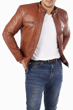 Mens Casual Brown Leather Jacket