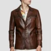 Mens Brown Vintage Leather Blazer