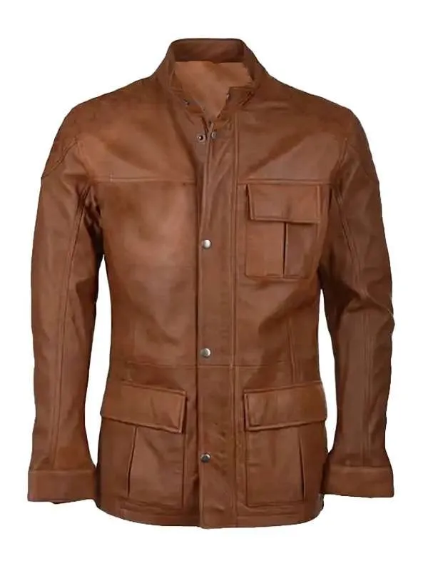 Mens Four Pockets Black Leather Trucker Jacket Mens Four Pockets Black Leather Trucker Jacket