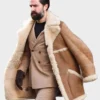 Mens Brown Sheepskin Shearling Long Jacket