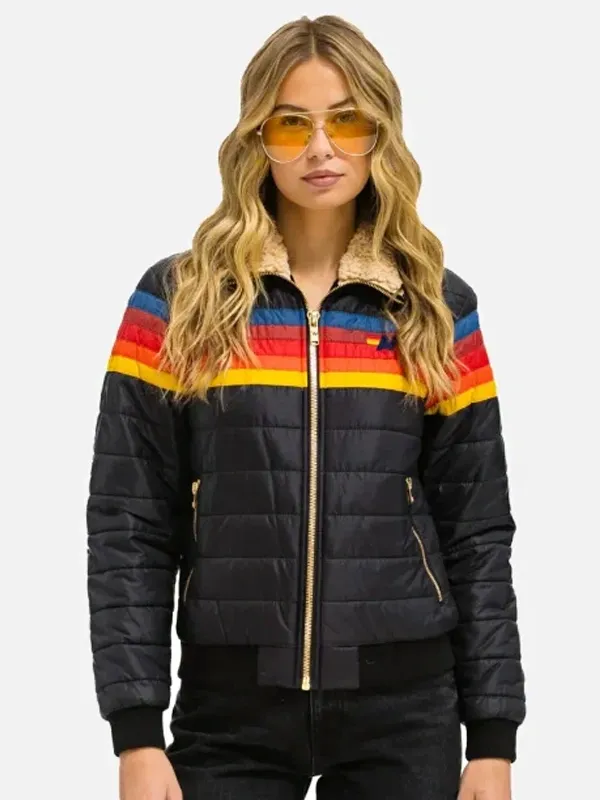 Aviator Nation 4 Stripe Rainbow Jacket Aviator Nation 4 Stripe Rainbow Jacket