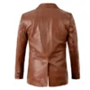 Mens Brown Flap Pocket Leather Blazer