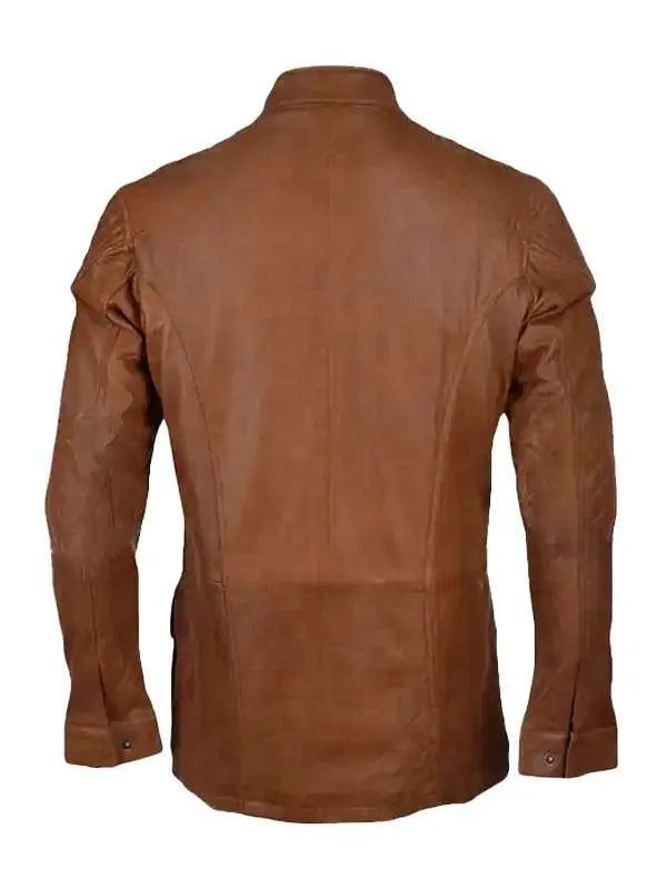 Mens Four Pockets Black Leather Trucker Jacket Mens Four Pockets Black Leather Trucker Jacket