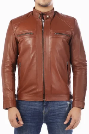 Mens Casual Brown Leather Jacket