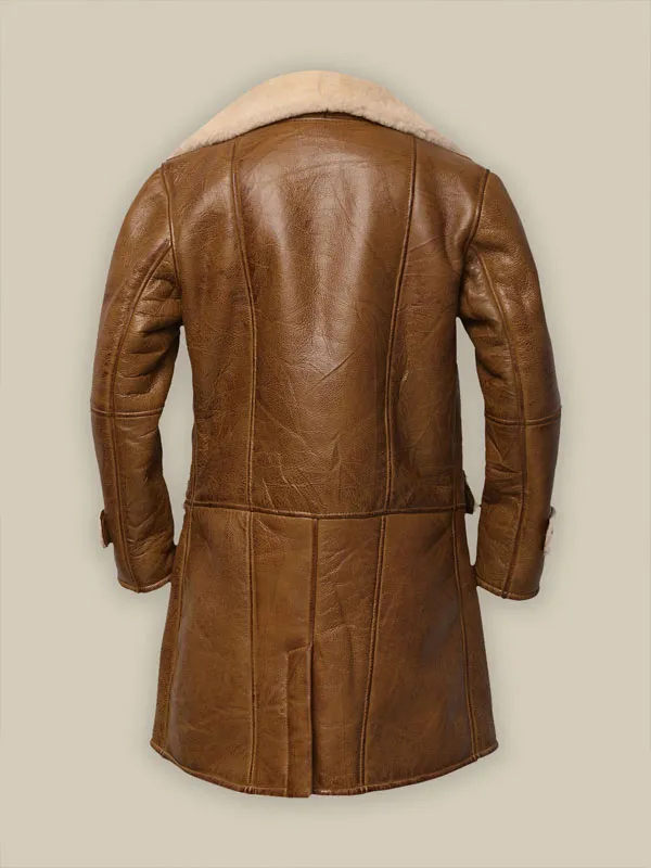 Men Brown Shearling Leather Coat Men Brown Shearling Leather Coat