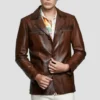 Mens Brown Vintage Leather Blazer