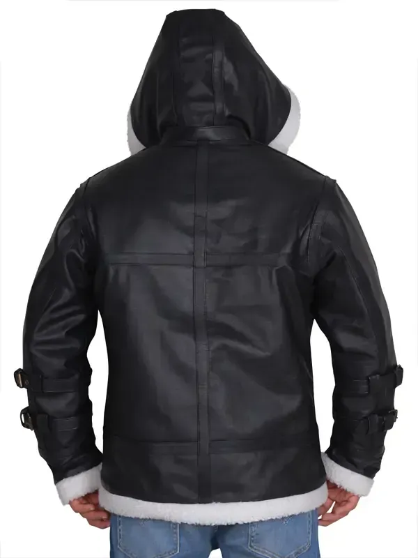B3 Bomber Shearling Black Hoodie Jacket B3 Bomber Shearling Black Hoodie Jacket
