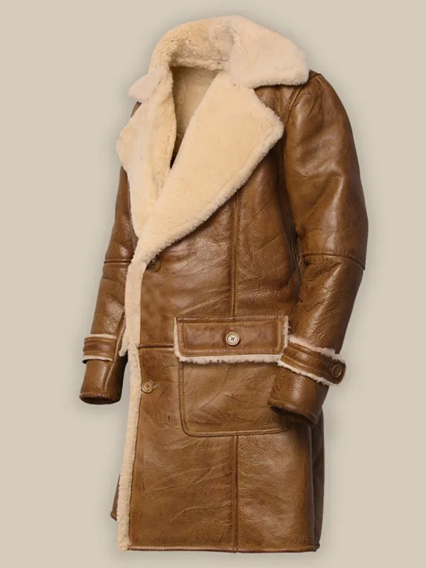 Men Brown Shearling Leather Coat Men Brown Shearling Leather Coat