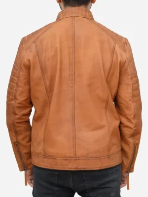 Mens Distressed Leather Biker Brown Jacket