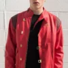 Mens Akira Kaneda Red Leather Motorcycle Jacket