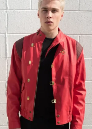 Mens Akira Kaneda Red Leather Motorcycle Jacket