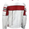 Mens Red & White Cafe Racer Jacket