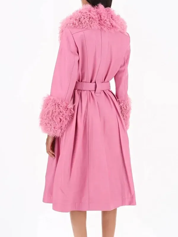 Nashville Big Bash Elle King Pink Leather Shearling Coat Nashville Big Bash Elle King Pink Leather Shearling Coat