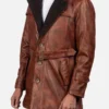 Men’s Distressed Brown Shearling Leather Coat