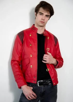 Mens Akira Kaneda Red Leather Motorcycle Jacket