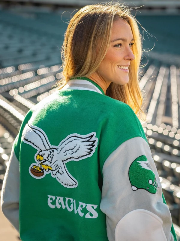 Kylie Kelce Eagles Letterman Jacket Kylie Kelce Eagles Letterman Jacket