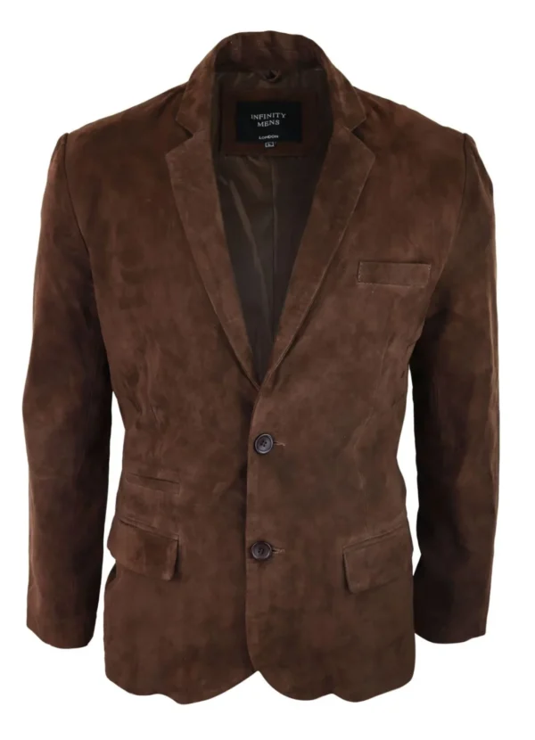 Mens Chocolate Brown Suede Leather Blazer