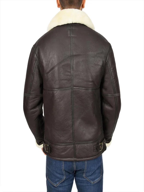 Men Dark Brown Shearling Leather Jacket Men Dark Brown Shearling Leather Jacket