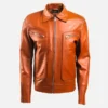 Mens Full Zip Brown Leather Jacket