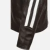 Mens Hooded White Striped Leather Jacket