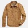 Men Suede Leather Trucker Premium Western Wear Shirt