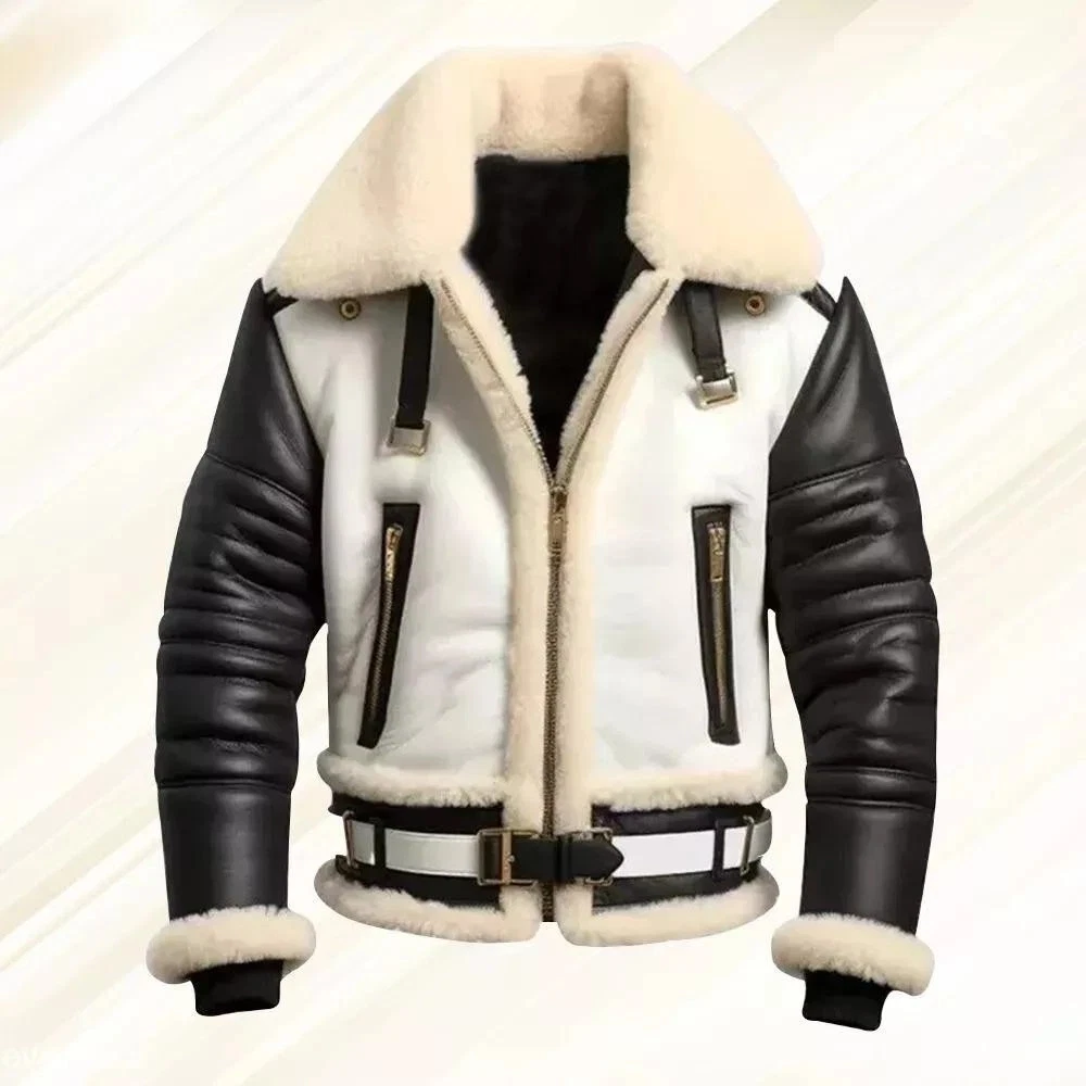 Men’s RAF B3 Bomber Aviator Jacket Shearling Sheepskin Leather Pilot Coat Men’s RAF B3 Bomber Aviator Jacket Shearling Sheepskin Leather Pilot Coat