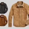 Men Suede Leather Trucker Premium Western Wear Shirt