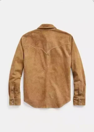 Men Suede Leather Trucker Premium Western Wear Shirt