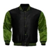Black And Green Satin Varsity Jacket