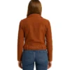 Women Brown Suede Biker Jacket